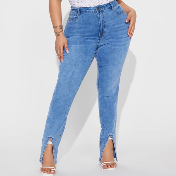Fashion Nova Slit He Stretch Skinny Ean NWT Size 15 - Picture 1 of 6